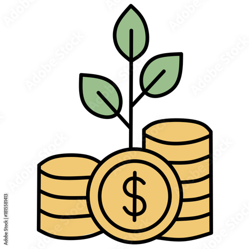 money tree growing from coins Simple flat vector