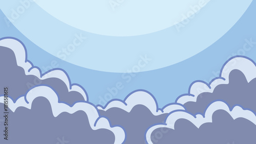 Dreamy Sky Horizon with Soft Cartoon Clouds