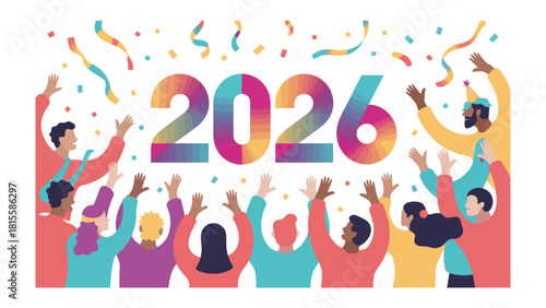 New Year Cheer: A vibrant group celebrates the dawn of 2026, embracing the promise of a fresh start, symbolized by jubilant faces and festive confetti.