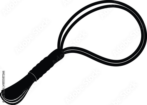 Whip Silhouette – Leather Whip Vector Icon. Whip Icon – Rope Whip Silhouette Design