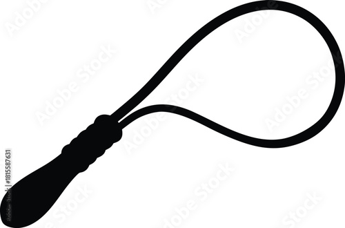 Whip Silhouette – Leather Whip Vector Icon. Whip Icon – Rope Whip Silhouette Design