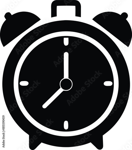 Retro Alarm Clock Illustration – Classic Clock Silhouette Graphic