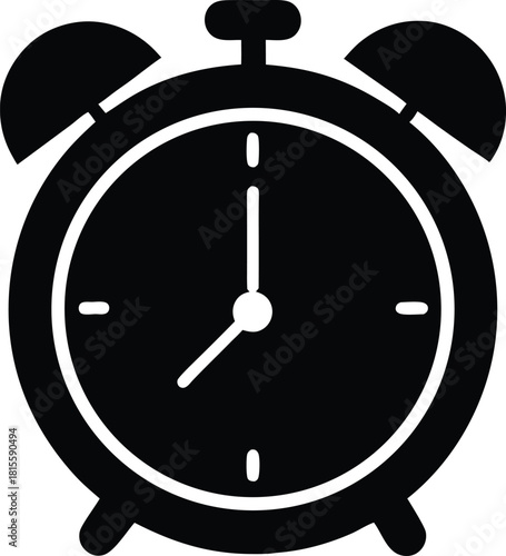 Retro Alarm Clock Illustration – Classic Clock Silhouette Graphic