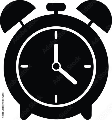 Retro Alarm Clock Illustration – Classic Clock Silhouette Graphic