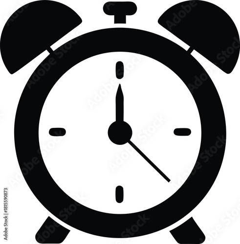 Alarm Clock Silhouette – Vintage Time Icon Vector