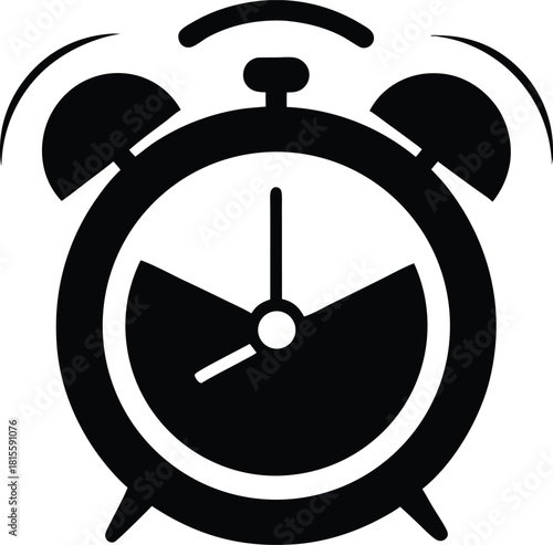 Retro Alarm Clock Illustration – Classic Clock Silhouette Graphic
