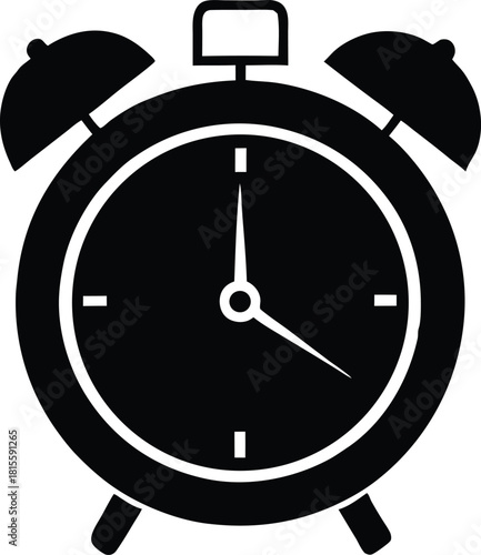 Alarm Clock Silhouette – Vintage Time Icon Vector