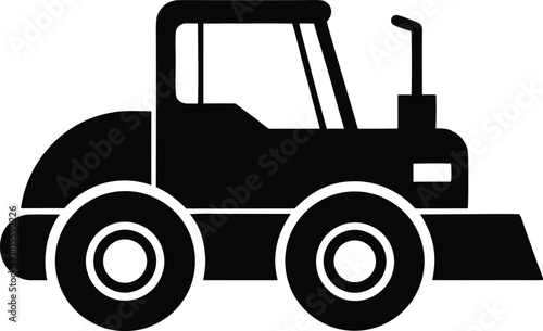 Road Roller Silhouette – Construction Vehicle Vector Icon
