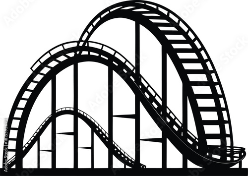 Silhouette of a classic wooden roller coaster peak vector illustration