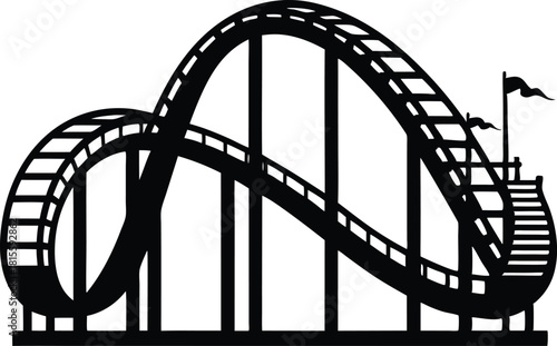 Silhouette of a classic wooden roller coaster peak vector illustration