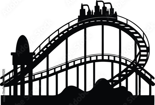 Silhouette of a classic wooden roller coaster peak