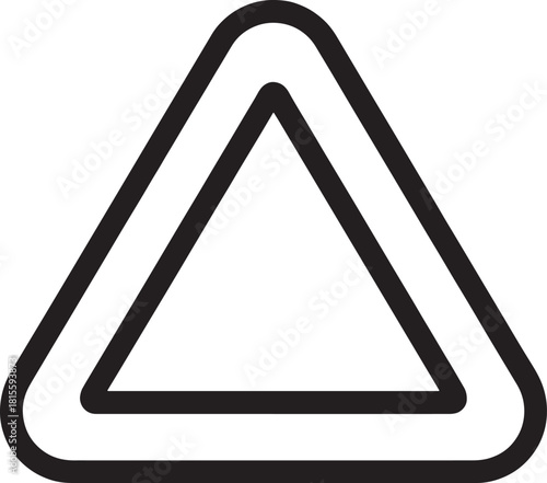 Warning triangle road traffic sign symbol isolated on white background for car safety caution and hazard danger attention
