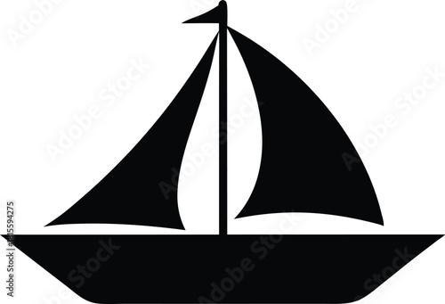 Simple black silhouette of a sailboat with two masts