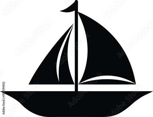 Simple black silhouette of a sailboat with two masts