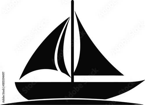 Simple black silhouette of a sailboat with two masts