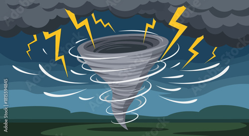 Powerful Tornado Swirling with Destructive Force.