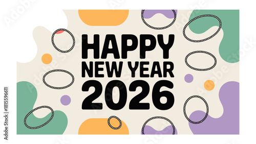 Joyful New Year Greetings: A vibrant and colorful graphic design conveys the excitement and anticipation for the upcoming New Year, inviting joy and celebration.