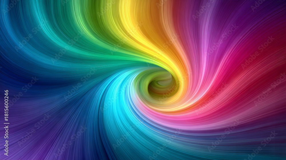 Obraz premium Vibrant spectrum colors swirl concentrically toward a central focal point