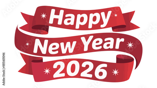 New Year 2026: A Festive greeting in vibrant red banner, heralding the arrival of 2026 with a touch of elegance and optimism.