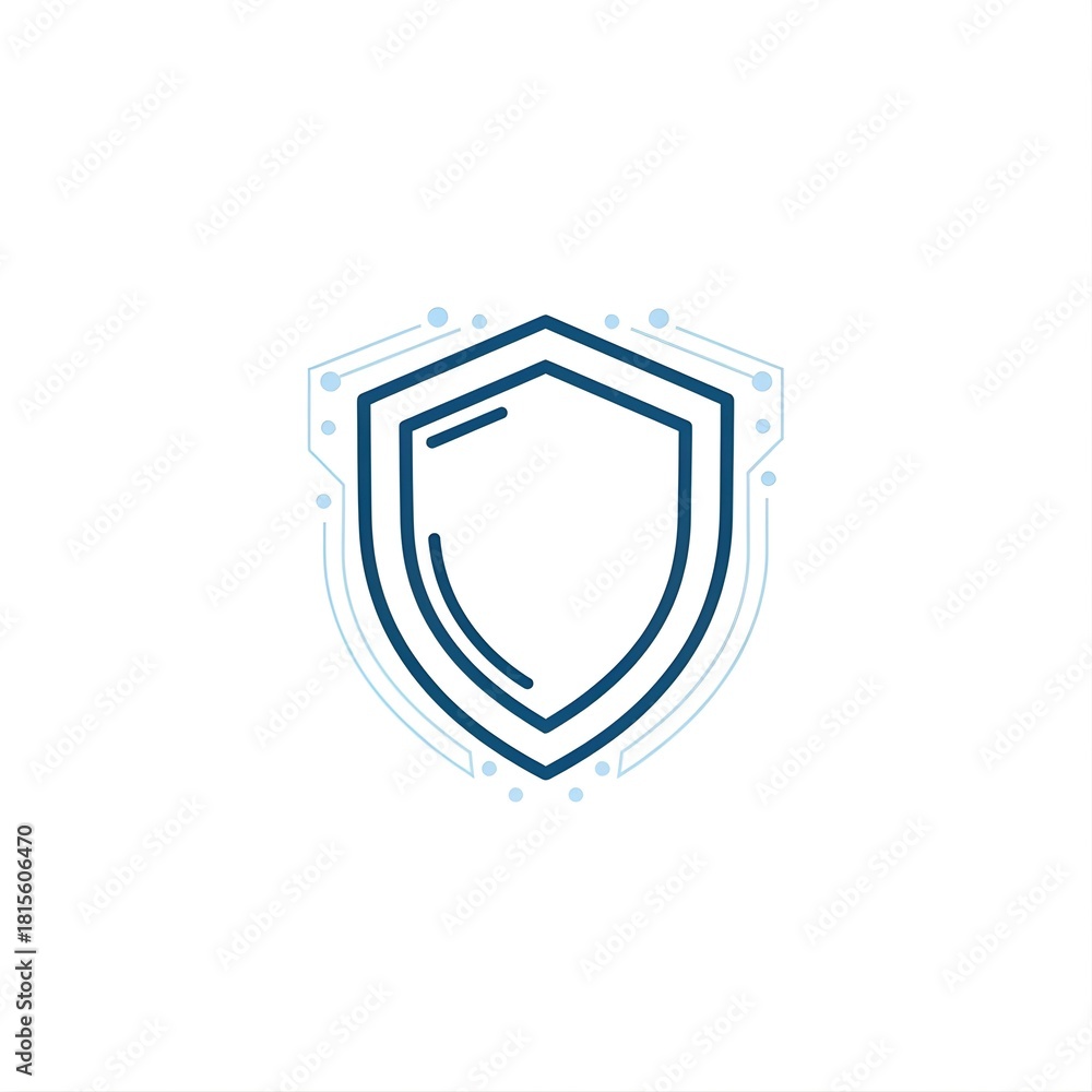 Fototapeta premium Cybersecurity Shield Icon with Digital Network Effect.