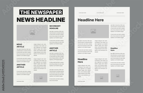 Modern Newspaper layout design editable print, newspaper page template