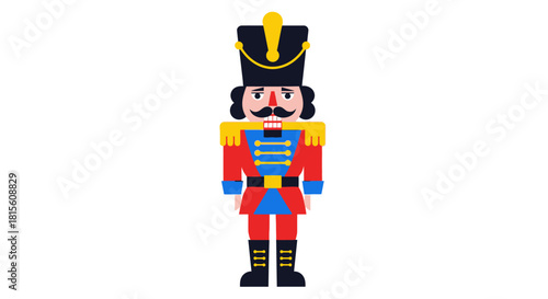 Flat Illustration of a Traditional Christmas Nutcracker Soldier on White Backdrop