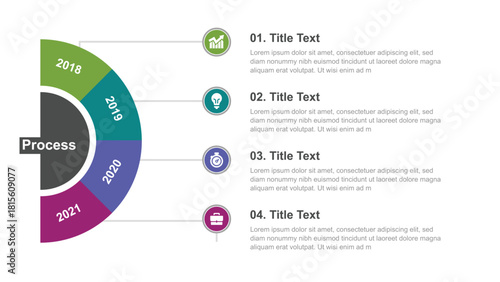 Circular Process Infographic with Years and Four Steps, Presentation Slide Design