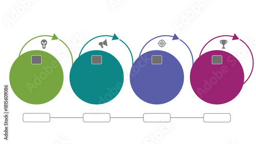 Circular StepbyStep Flowchart Infographic with Arrows and Icons for Presentation and Data