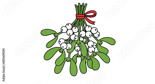 Whimsical mistletoe with googly eyes and a red ribbon for holiday affection