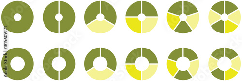 Circle pie chart set. Colorful diagram with 10 sections. Vector illustration isolated on white background