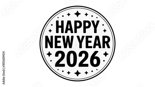 New Year 2026 Celebration: A modern and simple design that conveys a message of new year, suitable for greeting cards and event announcements.