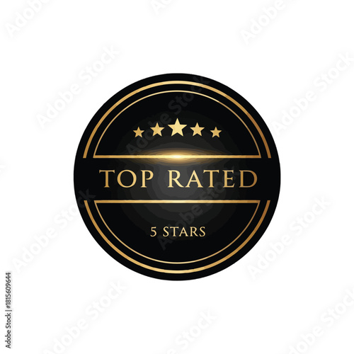 Premium gold 5 star rating badge for product reviews