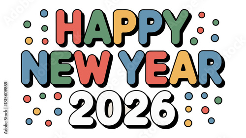 Happy New Year 2026 Celebration: A vibrant and colorful graphic announces the arrival of 2026, creating a sense of joy and anticipation for the coming year.