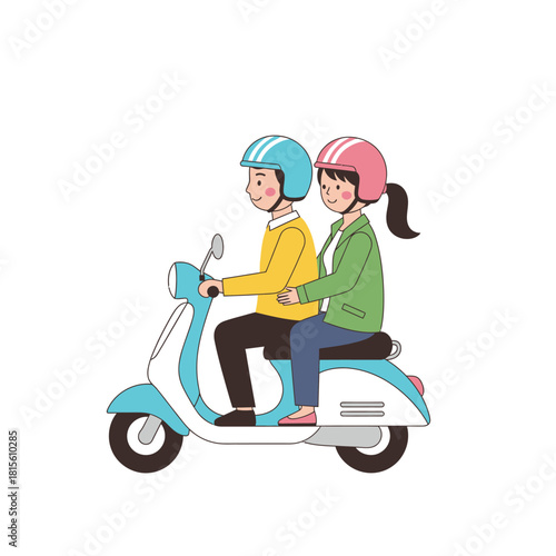 Whimsical scooter ride with joyful couple, embracing urban adventures and playful exploration, a