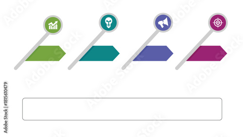 Colorful Steps Infographic Data Processing with Arrows, Icons, and Placeholder for Text