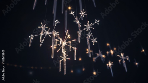 Wallpaper Mural Elegant Snowflake Decorations Suspended in Dark Space. Torontodigital.ca