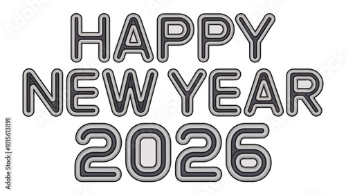 New Year's Greetings 2026: A stylish and modern design, boldly proclaiming Happy New Year 2026, setting the stage for celebration and fresh beginnings.