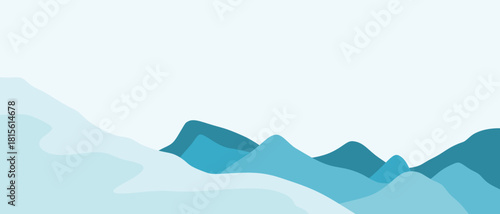 Gradient blue mountain range. Snowy mountain	