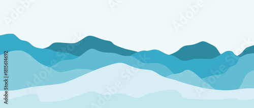 Gradient blue mountain range. Snowy mountain	