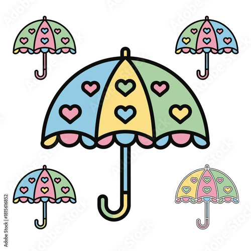 Delicate heart umbrella assortment, a whimsical design with affectionate weather protection