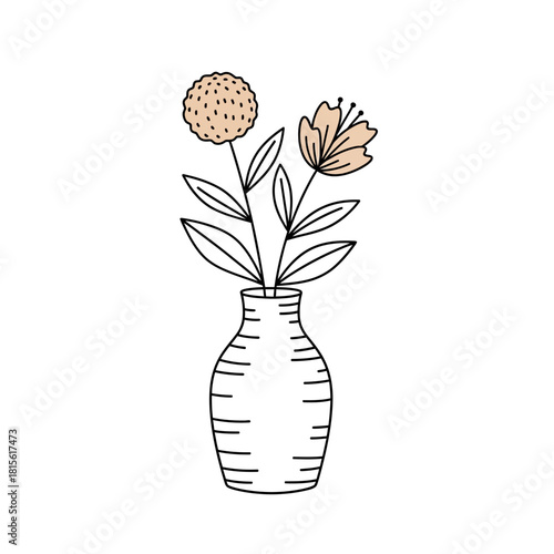 Elegant floral arrangement in a vase, showcasing minimalist design with subtle earth tone colors