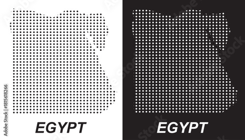 Egypt Dotted Map, Halftone Style Modern Digital Outline of African Country Vector EPS