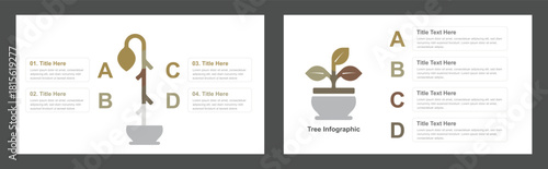 Creative Tree Diagram Visualizing Growth and Process with A, B, C, D Steps Infographic