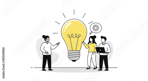 Team collaboration generates bright new ideas and innovative solutions for business strategy and creative problem-solving and development