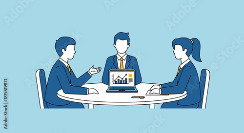 Business professionals conducting an important corporate meetiACng or job interview at a conference table, symbolizing effective communication and collaborative decision-making processes
