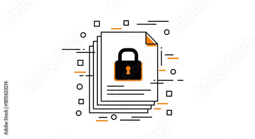 Secure Documents Icon Illustration of Data Privacy and File Protection