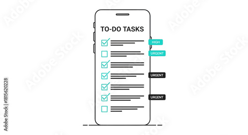 Digital To-Do List on Smartphone Prioritize Tasks with Checkboxes