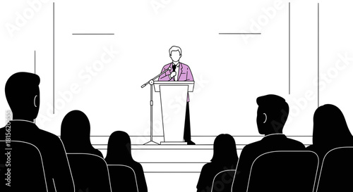 Orator Speaks to Audience Public Speaking Event Illustration