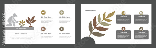 Tree Infographic Process Diagram with Planting Concept and Four Stages Presentation Slides