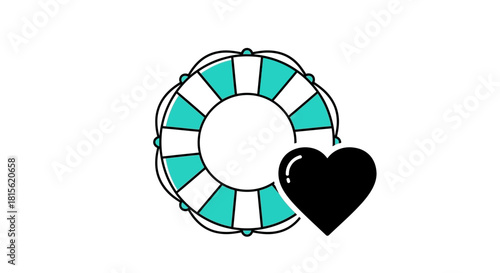 Loving Support Life Preserver and Heart Symbolizing Help and Care